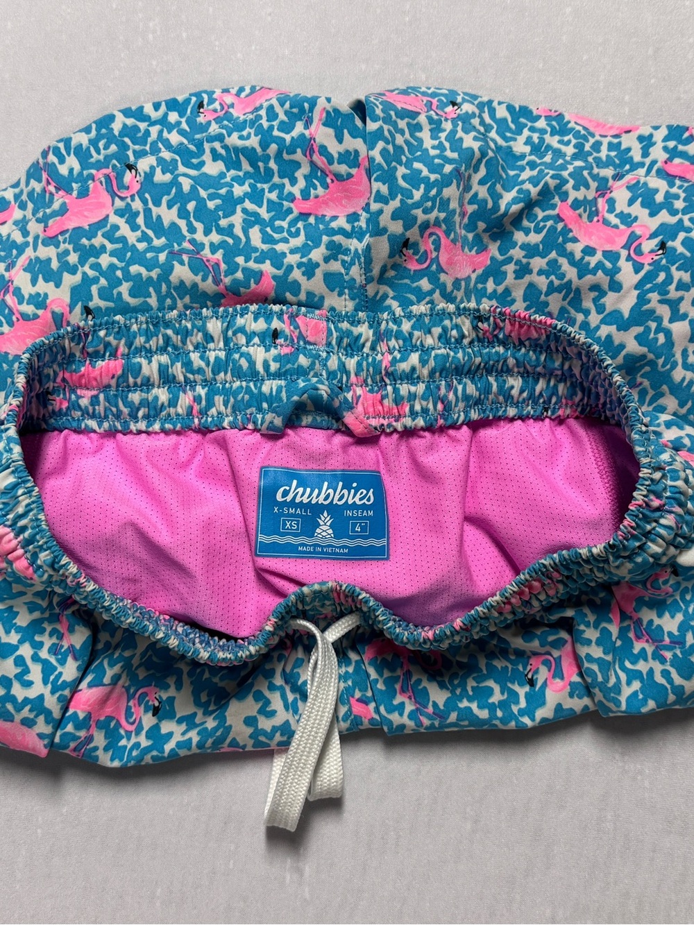 Chubbies Boys X-small Blue Flamingo Swim Trunks 4 Inch Inseam - Picture 3 of 6